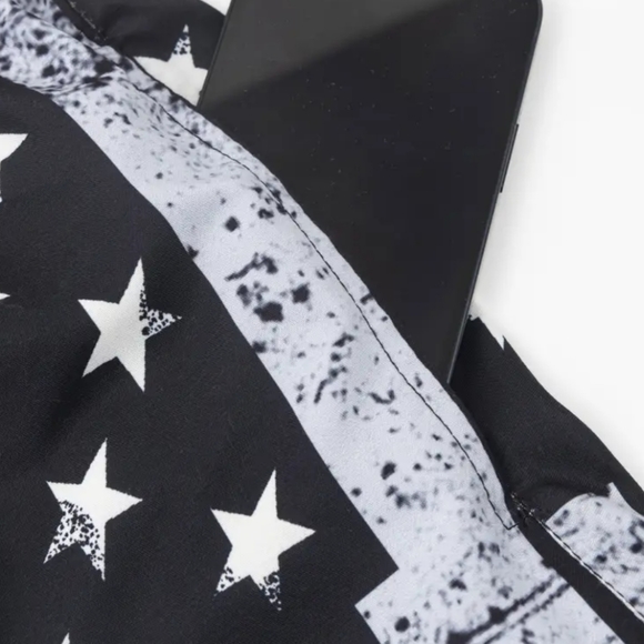 American Flag Graphic Lightweight Drawstring W/Pockets Shorts Sz Plus #M-94 - Picture 6 of 10